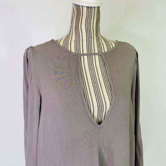 Free People Boho Deep V-Neck Keyhole Long Sleeve Mini Dress Small Women's - Picture 2 of 10